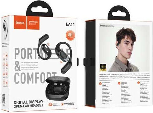 Hoco EA11 Open Ear Bluetooth Handsfree Earphones with Charging Case Black view 6
