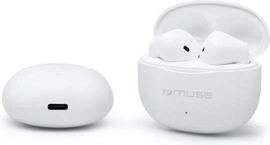 Muse M-270 Earbud Bluetooth Handsfree Earphones with Charging Case White view 1