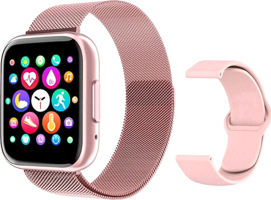 Smartwatch T99 Newgeneration Idealstore Pink 2 Straps 1.55 Inch Hd Display Custom Dial Waterproof Bluetooth Call Smart Sedentary Reminder Smart Moments Health Monitoring Oximeter Pedometer view 1