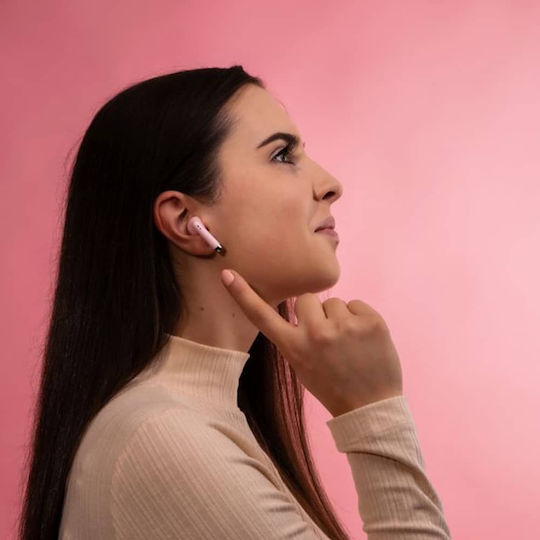 Fixed In-ear Bluetooth Handsfree Earphones with Charging Case Pink view 3