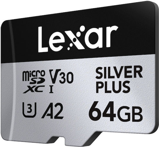 Lexar Professional Silver Plus microSDXC 64GB U3 V30 A2 UHS-I 205MB/s with Adapter view 4