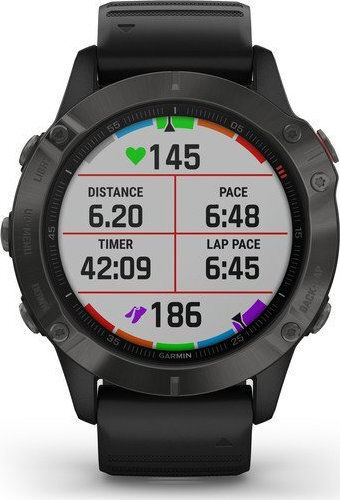 Garmin Fenix 6 Sapphire Stainless Steel 47mm Smartwatch with Heart Rate Monitor (Carbon Grey DLC with Black Band) view 4