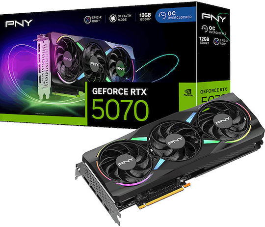 PNY GeForce RTX 5070 12GB GDDR7 ARGB EPIC-X RGB OC Triple Fan Graphics Card