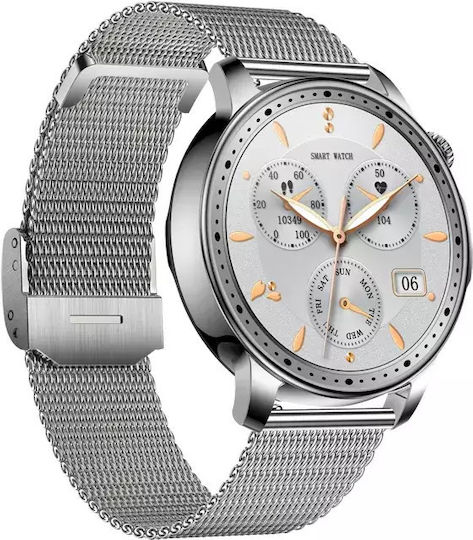 Women's Smart Watch Nubi Km33 Bluetooth Calling Heart Rate Calories Amoled Hd Display Remote Camera Remote Music Notifications Silver view 2