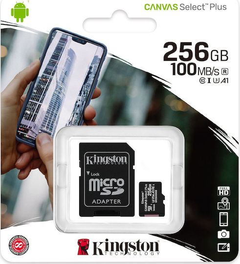 Kingston Canvas Select Plus microSDXC 256GB U3 V30 A1 UHS-I 100MB/s with Adapter view 3