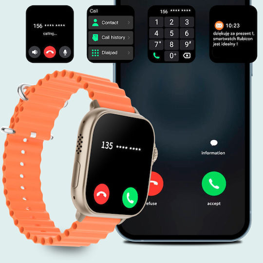 Rubicon RNCF17 42mm Smartwatch with Heart Rate Monitor (Orange) view 8