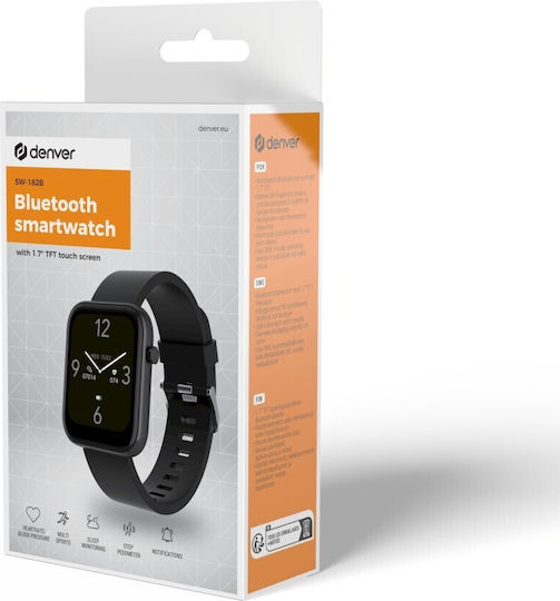 Denver SW-182 Waterproof Smartwatch with Heart Rate Monitor (Black) view 2