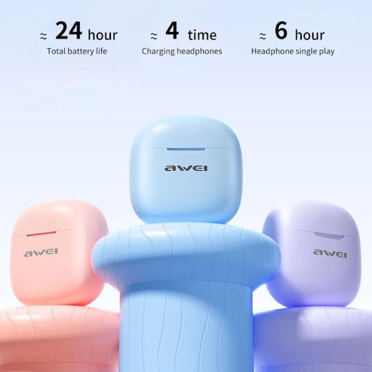 Awei T68 Earbud Bluetooth Handsfree Earphones with Charging Case Beige view 5