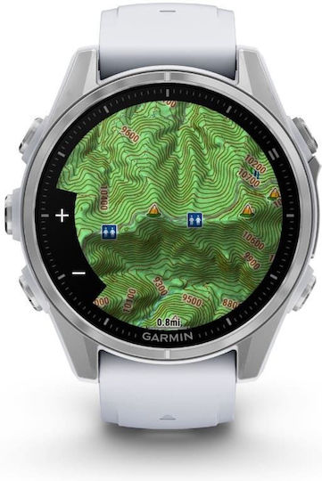 Garmin Fenix 8 Stainless Steel 43mm Waterproof Smartwatch with Heart Rate Monitor (Silver with Whitestone Silicone Band) view 4