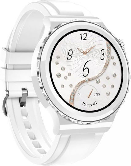 Aoke E23 Stainless Steel 44mm Smartwatch with Heart Rate Monitor (White) view 4