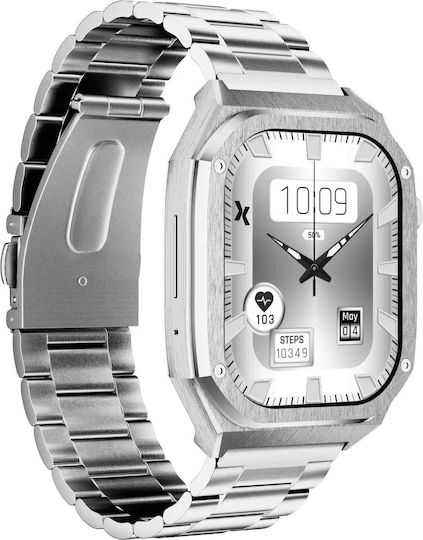 MaxCom FW65 Iron S 55mm Smartwatch with Heart Rate Monitor (Silver) view 5