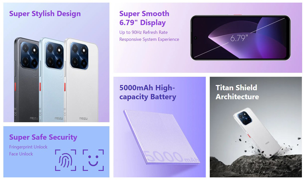Meizu Mblu 22 Dual SIM (3GB/64GB) Snow White view 6