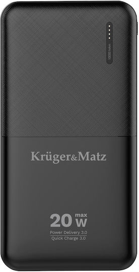 Kruger & Matz KM0904 Power Bank 10000mAh 20W with USB-A Port and USB-C Port Power Delivery / Quick Charge 3.0 Black vista 4