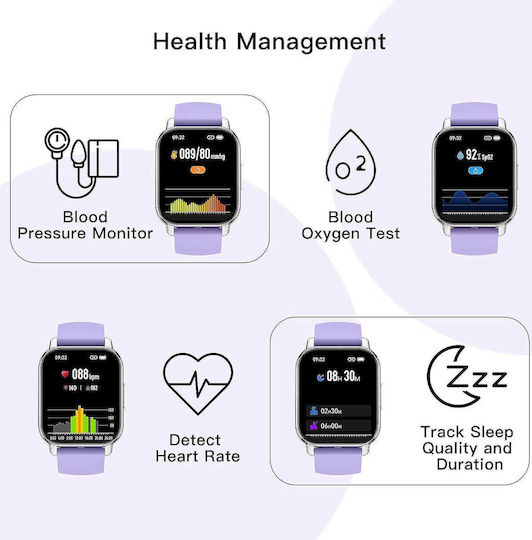 Popglory P66 Smartwatch with Heart Rate Monitor (Purple / Pink) view 3