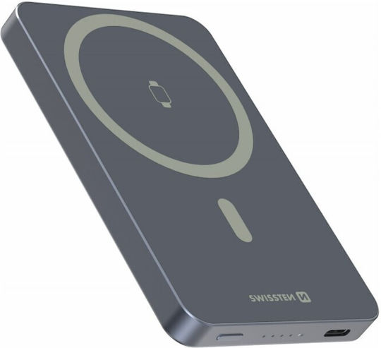Swissten Fusion MagSafe Power Bank 5000mAh 20W With USB-C Output Port Silver