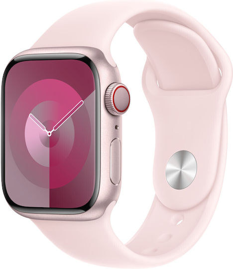Apple Watch Series 9 Cellular Aluminium 41mm Waterproof with eSIM and Heart Rate Monitor (Pink with Light Pink Sport Band (M/L)) view 2