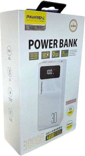 Pavareal PB-92 Power Bank 30000mAh with 4 USB-A Ports and USB-C Port White view 3