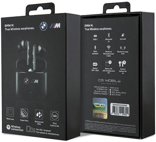 BMW Black M Collection In-ear Bluetooth Handsfree Earphones with Charging Case Black view 5