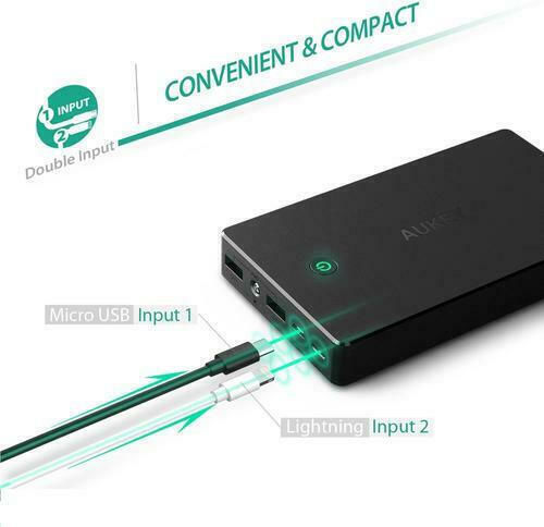 Aukey PB-N36 Power Bank 20000mAh with 2 USB-A Ports Black view 2