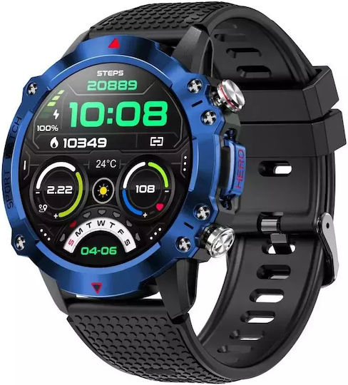 Nubi KR10 48mm Smartwatch with Heart Rate Monitor (Blue) view 1