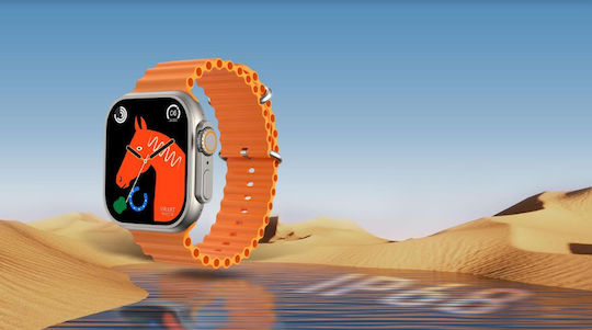Riversong 8 Ultra Smartwatch with Heart Rate Monitor (Midnight Black / Orange Strap) view 4