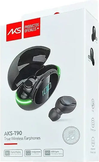 AKS-T90 In-ear Bluetooth Handsfree Earphones with Charging Case Black view 4