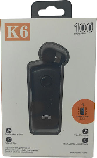 K6 In-ear Bluetooth Handsfree Earphone Lapel Black view 4