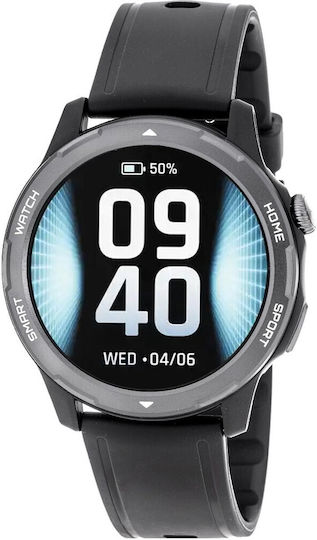3Guys 3GW1451 45mm Smartwatch with Heart Rate Monitor (Black Silicone Strap)