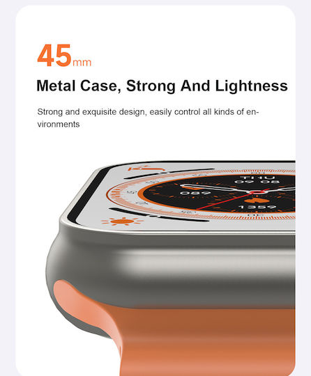 U8 Ultra 45mm Smartwatch with Heart Rate Monitor (Orange) view 6