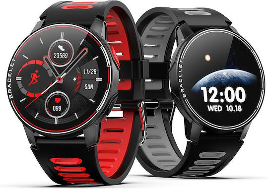 Men's Sports Smartwatch Nubi Rs6 Heart Rate Calories Blood Pressure Notifications Ip68 Waterproof Red view 2