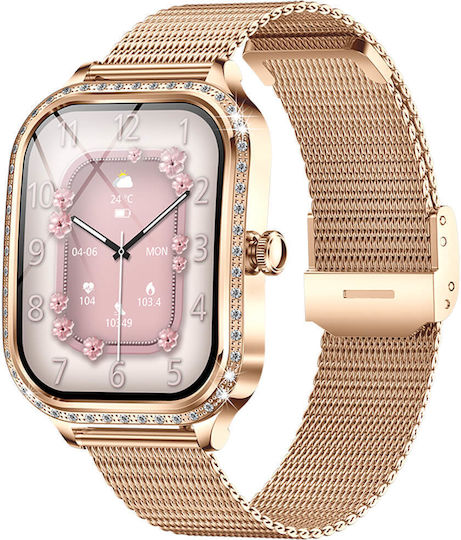 Microwear MK88 Smartwatch with Heart Rate Monitor (Gold Steel) view 2