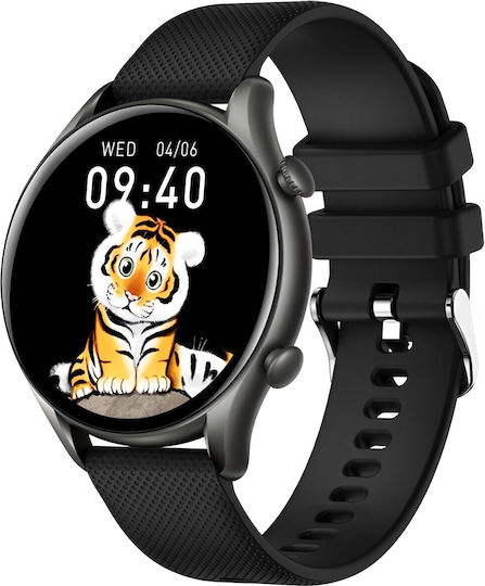 Tirana Fashion Smartwatch Idealstore Full Touch Ips Display Bluetooth Heart Rate Monitor Blood Pressure Monitor Blood Oxygen Saturation Sleep Weather Multi-sport Call Notifications Sms Social Media Ip67 Long Battery Black Edition view 1
