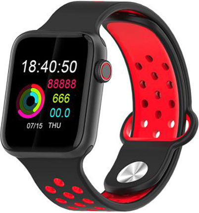 T55 Smartwatch with Heart Rate Monitor (Black/Red) view 2
