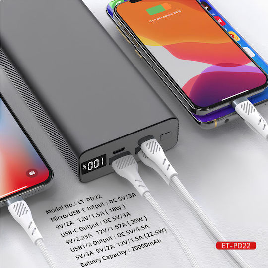 Power Bank 20000mAh 22.5W Power Delivery Black view 3