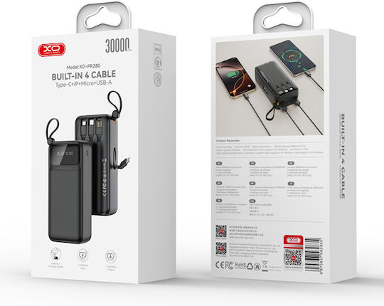XO PR280 Power Bank 30000mAh 10W with 4 USB-A Ports Power Delivery Black view 5