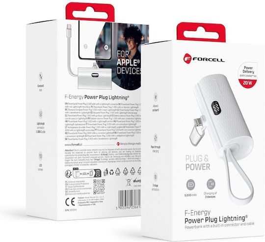 Forcell F-Energy Power Plug F5K3 Lightning 5000mAh 20W Power Delivery White