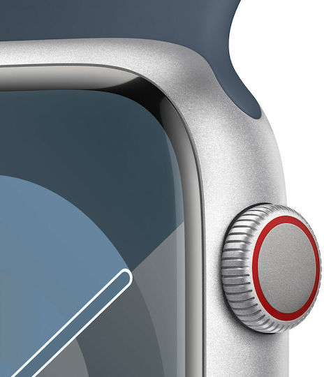 Apple Watch Series 9 Aluminium 45mm Waterproof with Heart Rate Monitor (Silver with Storm Blue Sport Band (S/M)) view 4