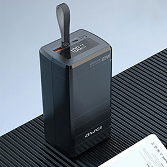 Awei P171K Power Bank 60000mAh 65W with USB-A Port and 2 USB-C Ports Black view 4