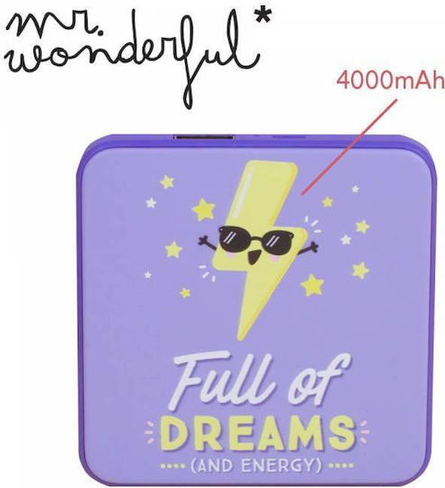 Mr. Wonderful Power Bank 4000mAh with USB-A Port Full Of Dreams view 3