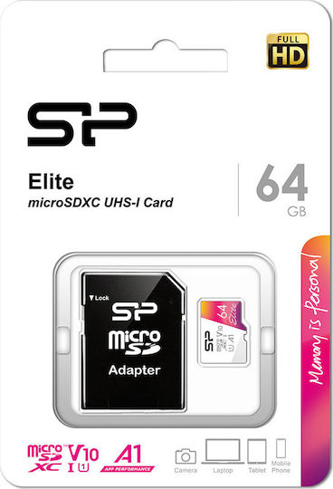 Silicon Power Elite microSDXC 64GB U1 A1 UHS-I 100MB/s With Adapter