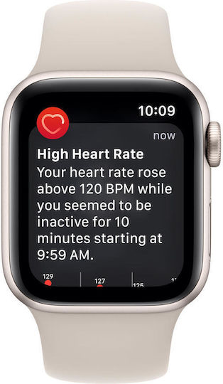 Apple Watch SE 2023 Aluminium 40mm Waterproof with Heart Rate Monitor (Starlight with Starlight Sport Band (M/L)) view 5