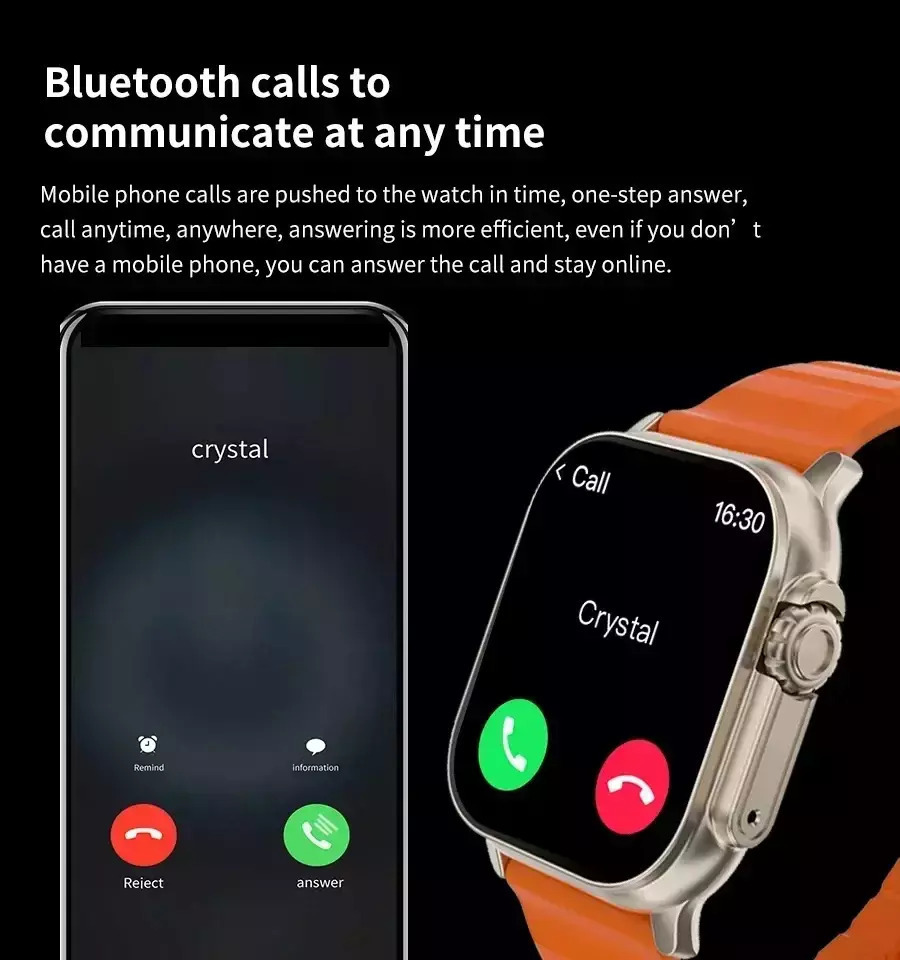 T900 Ultra Smartwatch with Heart Rate Monitor (Black) view 2