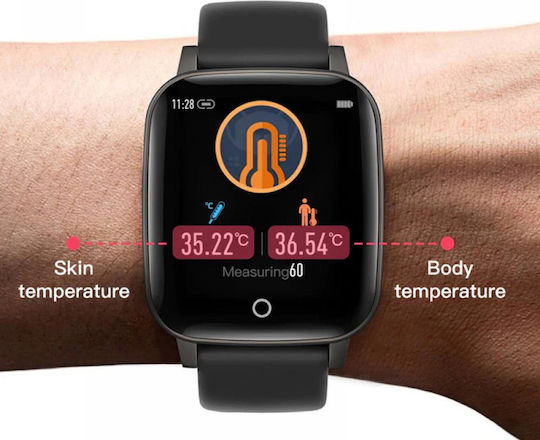Kingwear T1 38mm Smartwatch with Heart Rate Monitor (Black) view 3