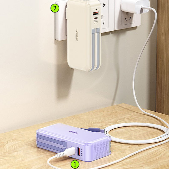 WK WP-46 Power Bank 10000mAh 22.5W with USB-A Port and USB-C Port Beige vue 7