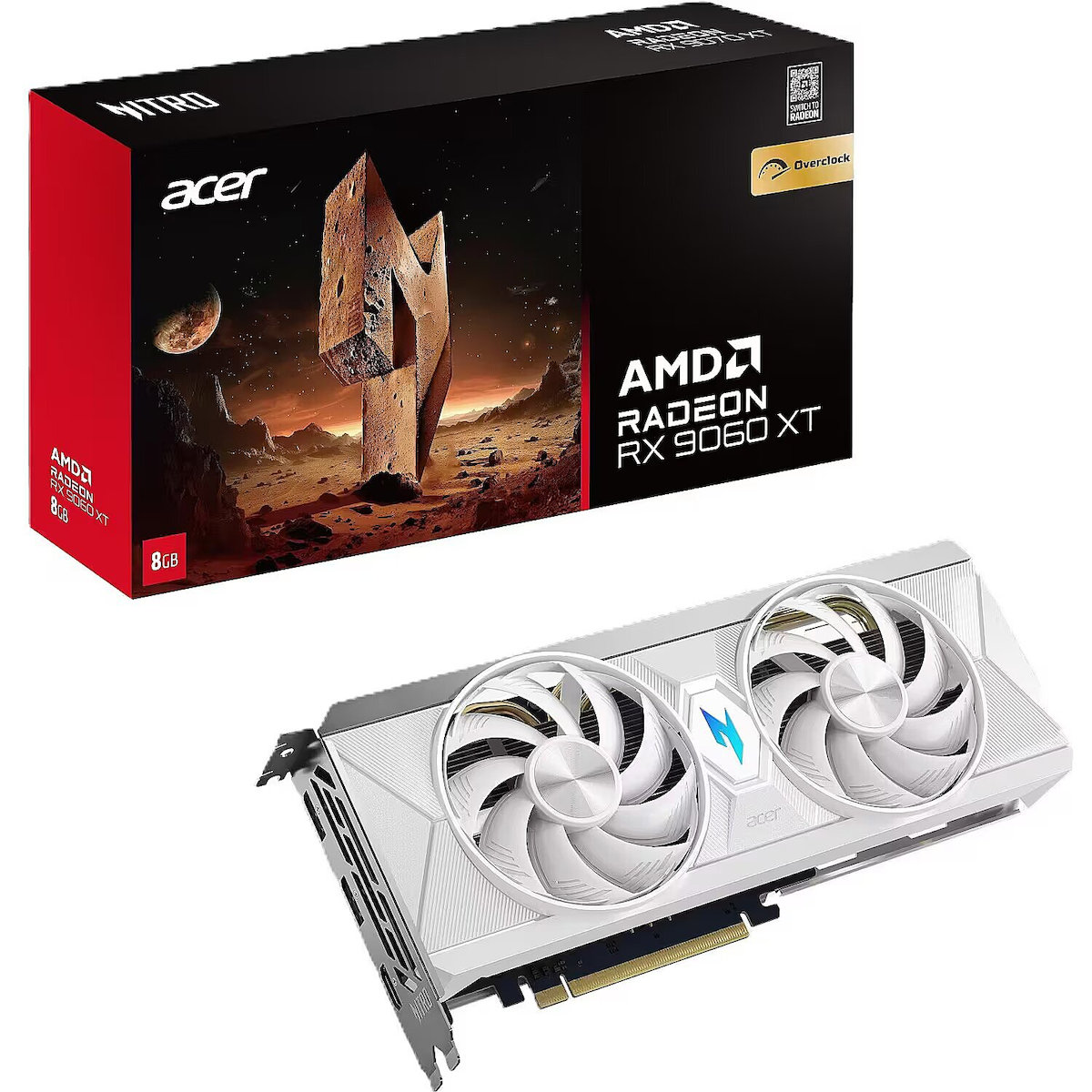 Acer Radeon RX 9060 XT 8GB GDDR6 Nitro OC White Edition Graphics Card DP.Z4UWW.P02 view 1