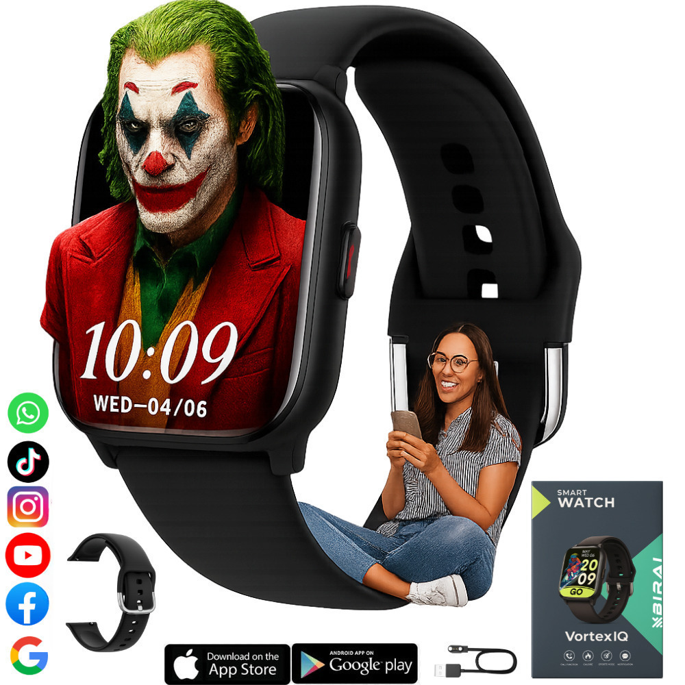 VortexIQ Smartwatch with Heart Rate Sensor Black Large view 1