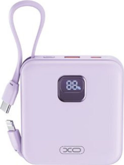 XO PR235 Power Bank 10000mAh 22.5W with USB-A Port and USB-C Port Quick Charge 2.0 Purple