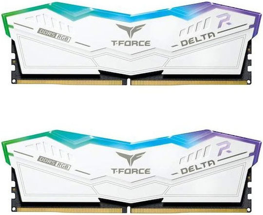TeamGroup Delta RGB White DDR5 32GB RAM with 2x16GB Modules and Speed 6000 for Desktop FF4D532G6000HC38ADC01