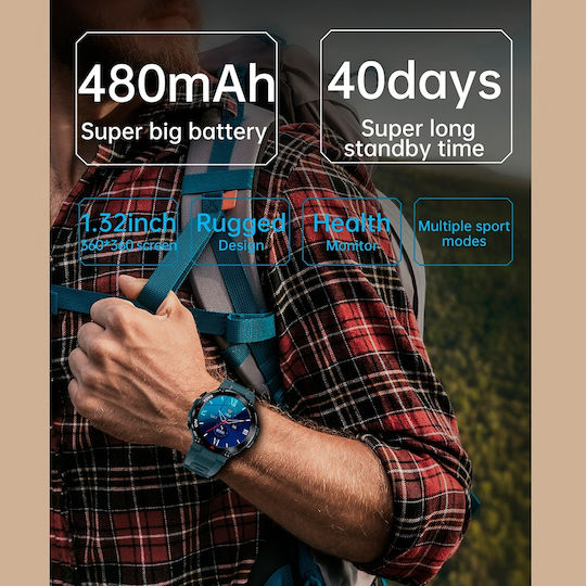 Aoke K37 45mm Smartwatch with Heart Rate Monitor (Black) view 3