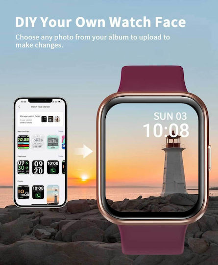 Tensky ID208 Smartwatch with Heart Rate Monitor (Purple) vue 5